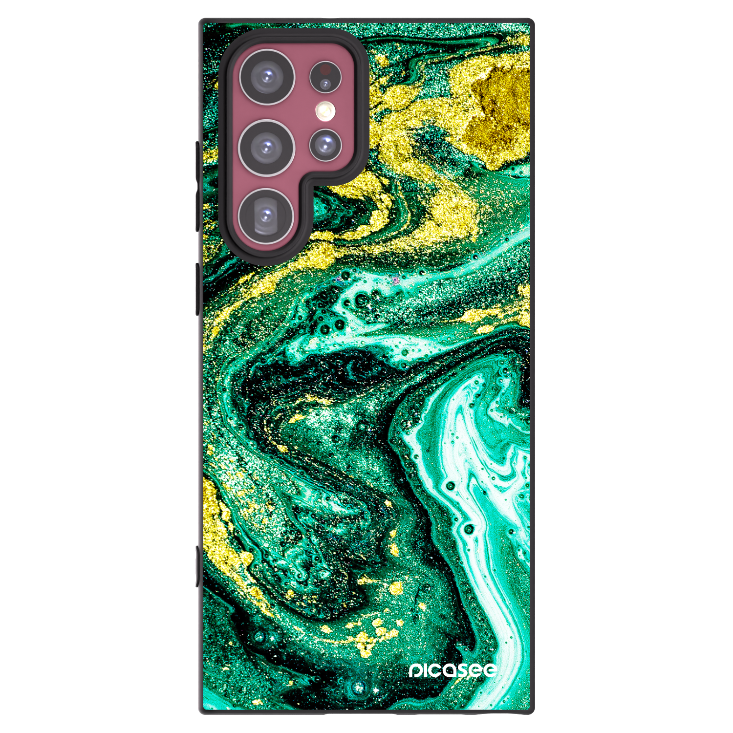 Picasee fekete szilikon tok az alábbi mobiltelefonokra Samsung Galaxy S22 Ultra 5G - Green Gold