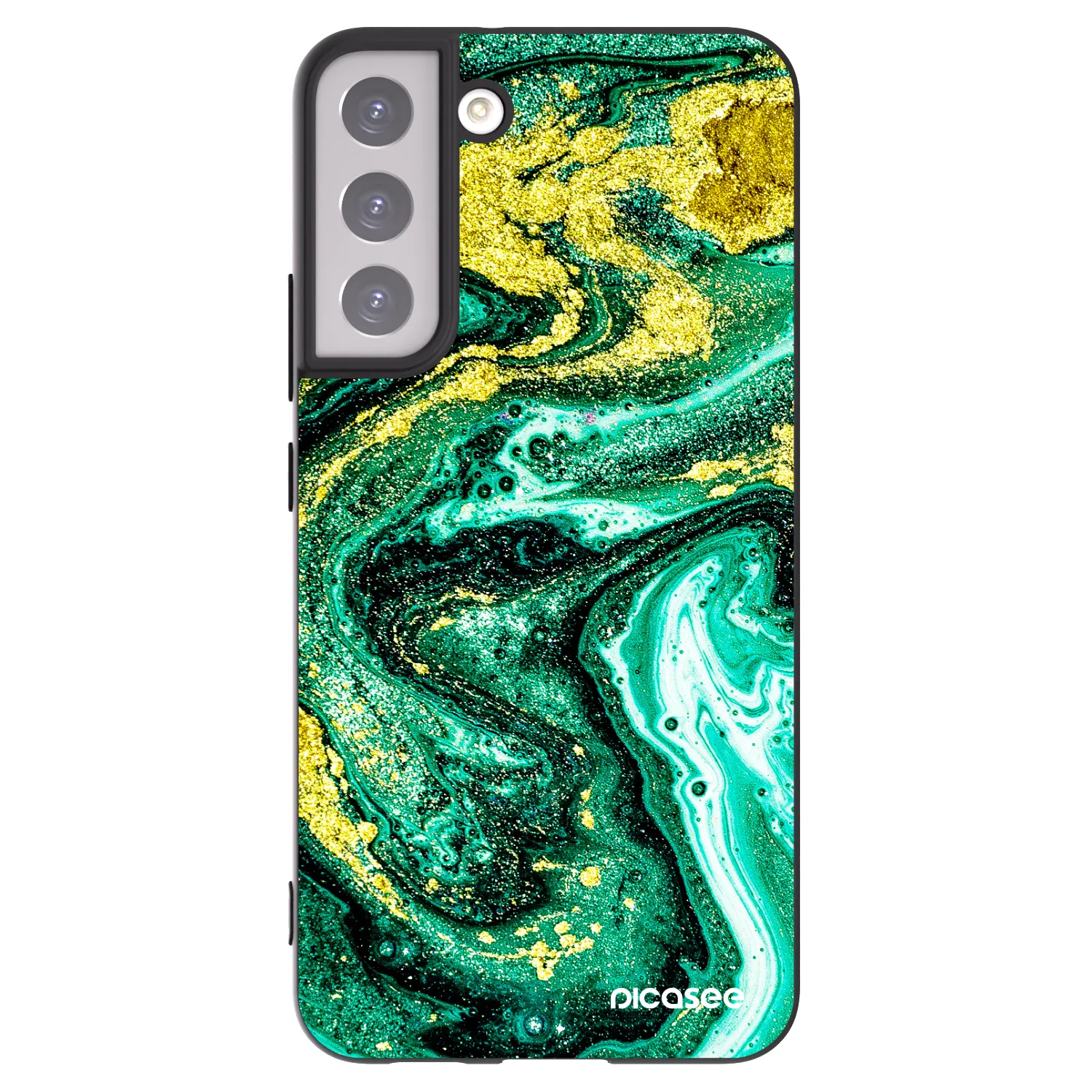 Picasee fekete szilikon tok az alábbi mobiltelefonokra Samsung Galaxy S22+ 5G - Green Gold