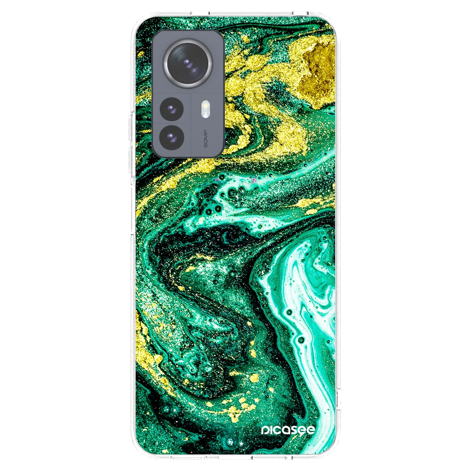 Picasee átlátszó szilikon tok az alábbi mobiltelefonokra Xiaomi 12 Pro - Green Gold
