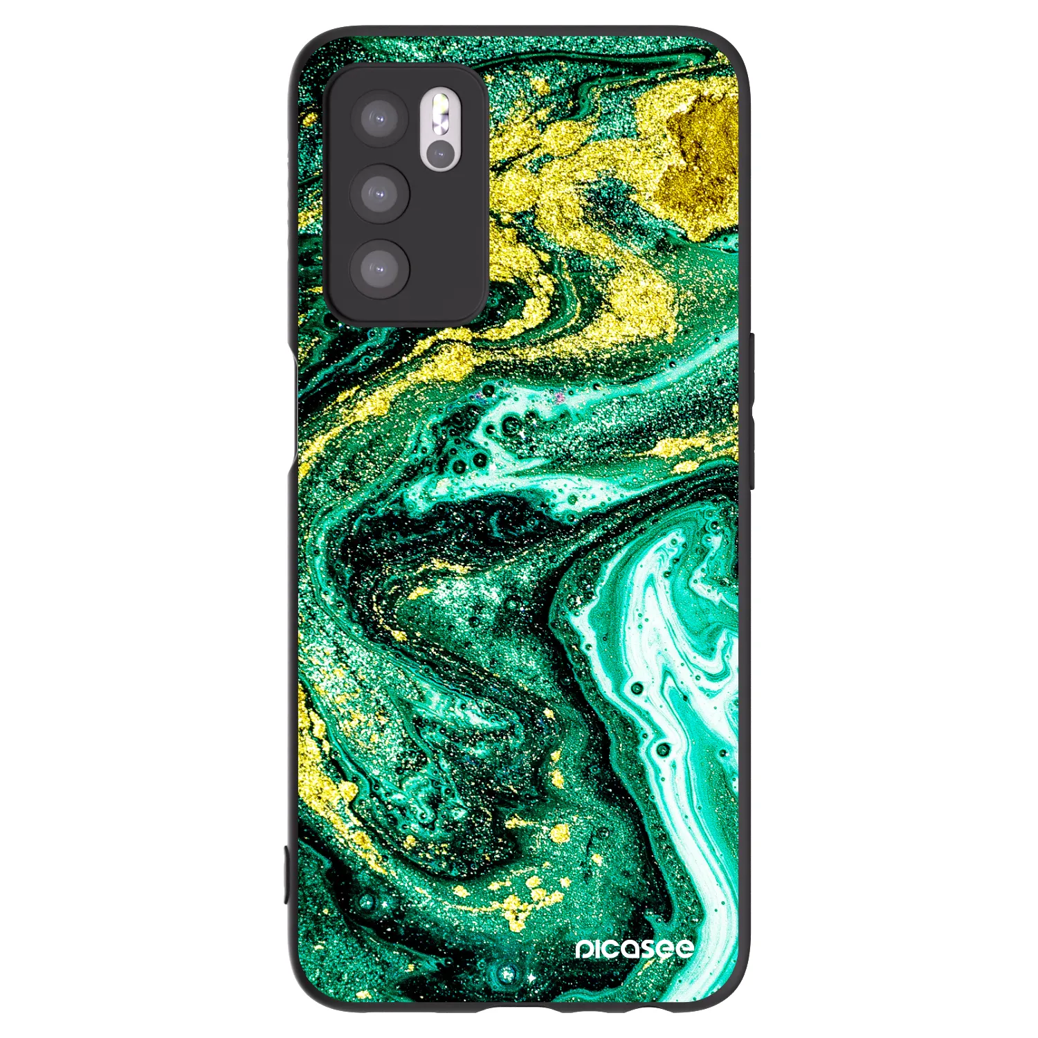 Picasee fekete szilikon tok az alábbi mobiltelefonokra OPPO A16s - Green Gold