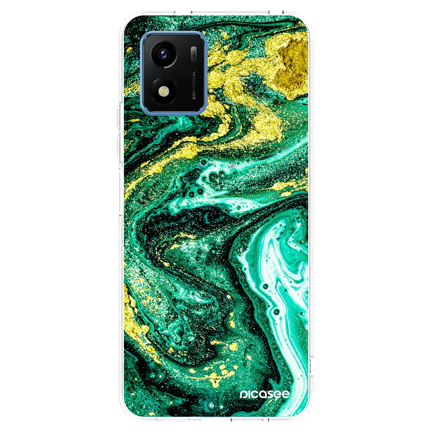 Picasee átlátszó szilikon tok az alábbi mobiltelefonokra Vivo Y01 - Green Gold