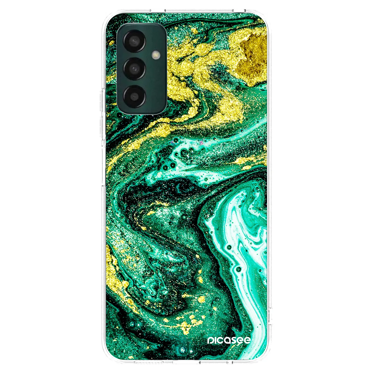 Picasee átlátszó szilikon tok az alábbi mobiltelefonokra Samsung Galaxy M13 M135F - Green Gold
