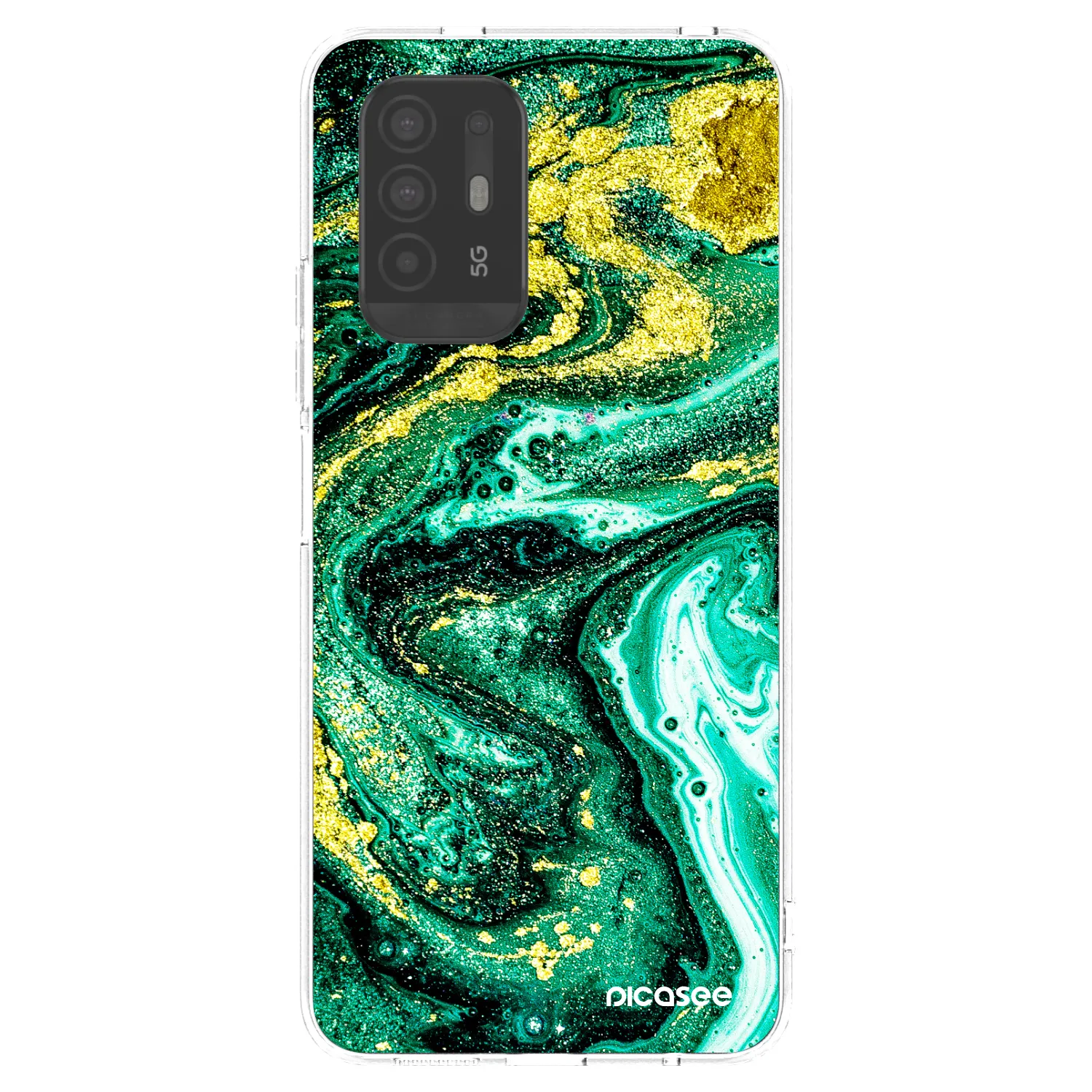 Picasee átlátszó szilikon tok az alábbi mobiltelefonokra OPPO A94 5G - Green Gold
