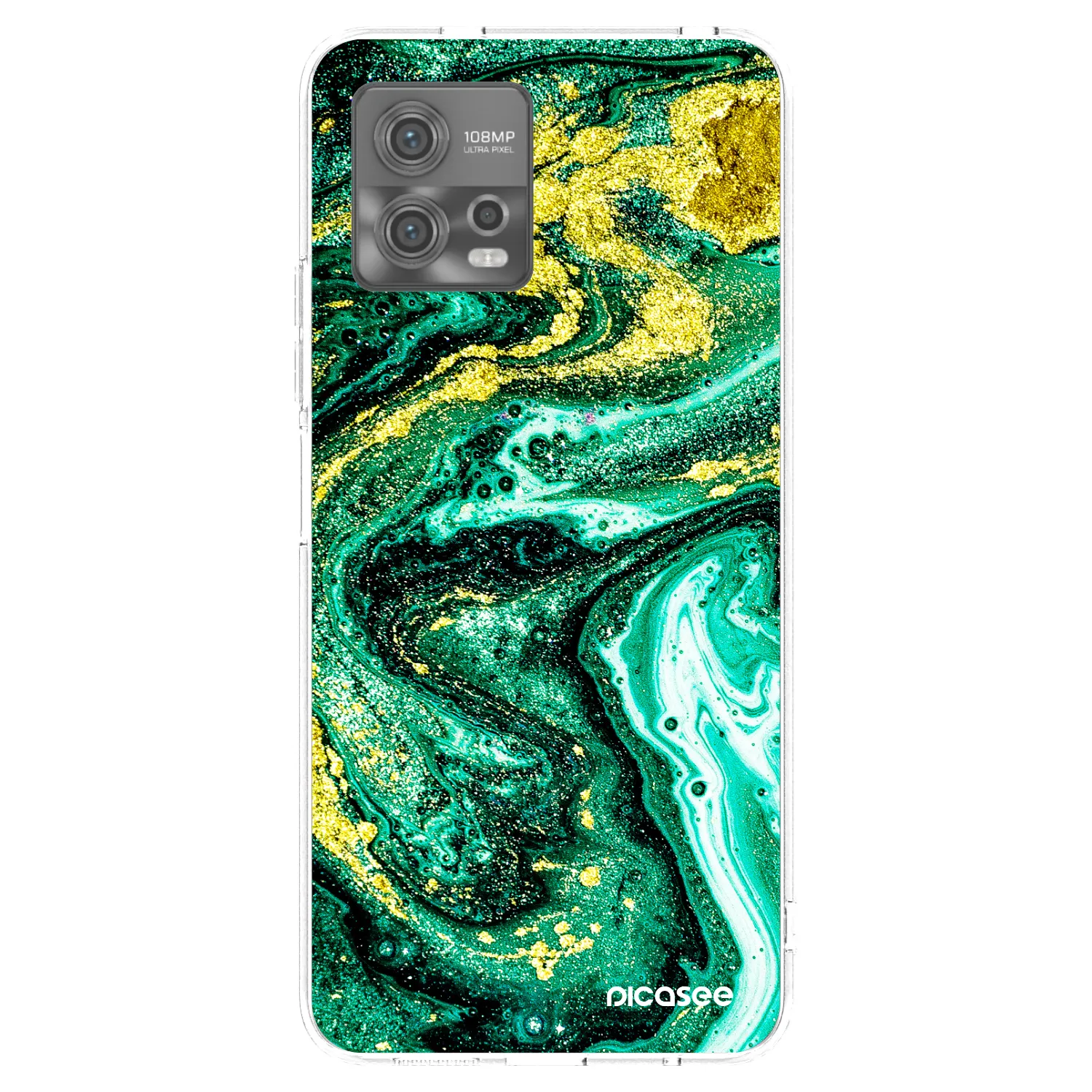 Picasee átlátszó szilikon tok az alábbi mobiltelefonokra Motorola Moto G72 - Green Gold