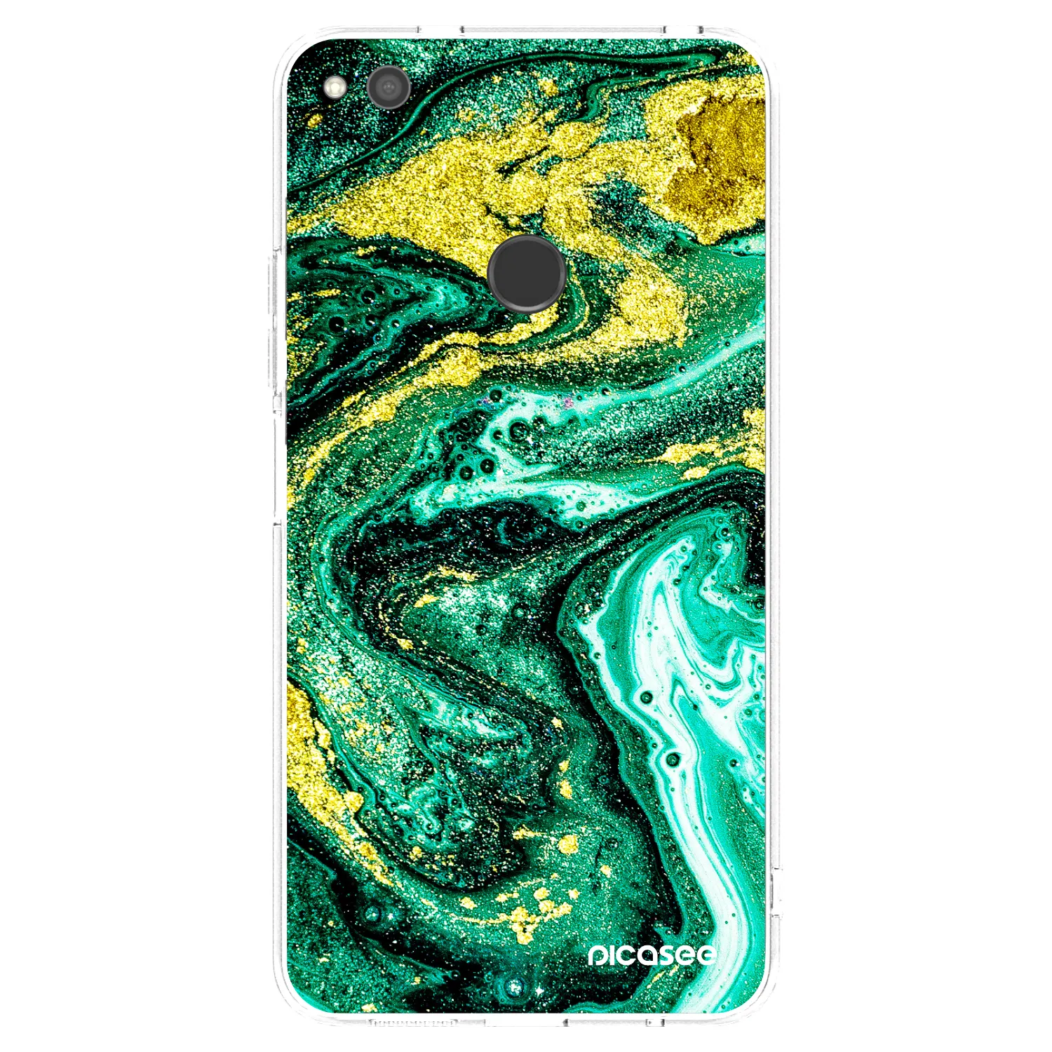 Picasee átlátszó szilikon tok az alábbi mobiltelefonokra Huawei P9 Lite 2017 - Green Gold