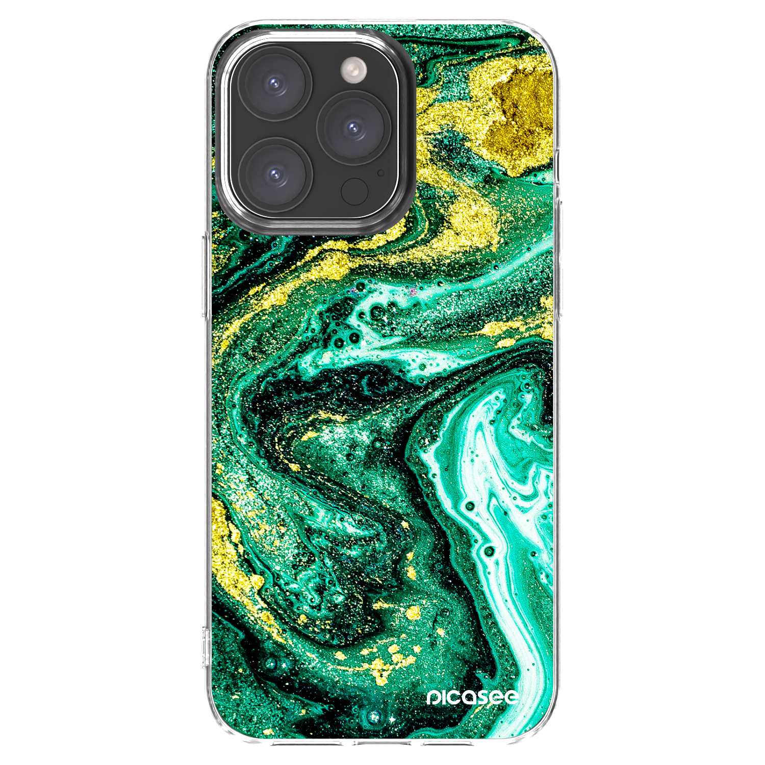 Picasee átlátszó szilikon tok az alábbi mobiltelefonokra Apple iPhone 15 Pro Max - Green Gold