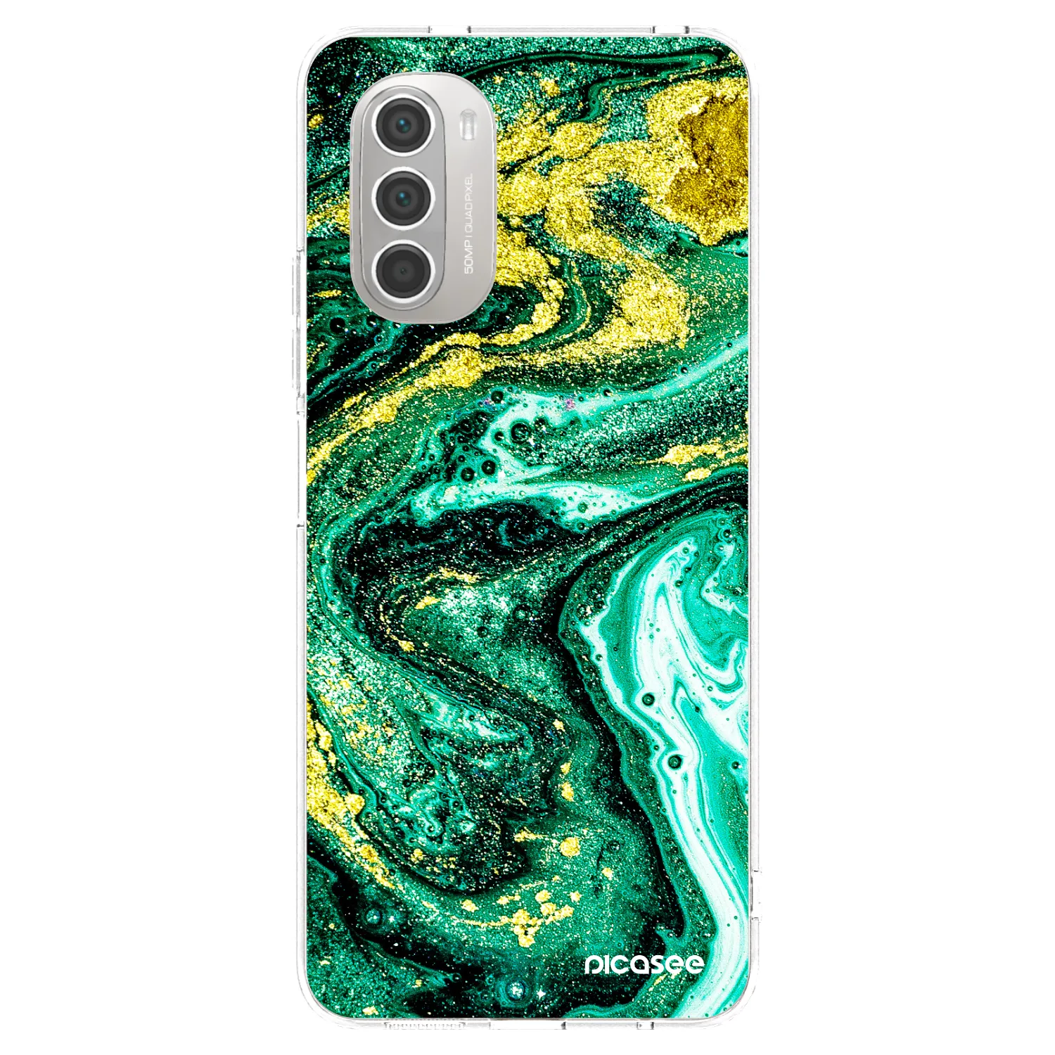 Picasee átlátszó szilikon tok az alábbi mobiltelefonokra Motorola Moto G51 - Green Gold