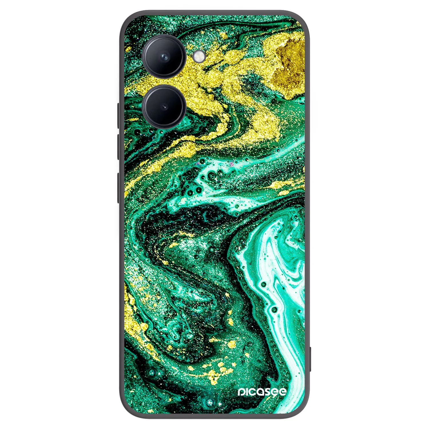 Picasee fekete szilikon tok az alábbi mobiltelefonokra Realme C33 (2023) - Green Gold