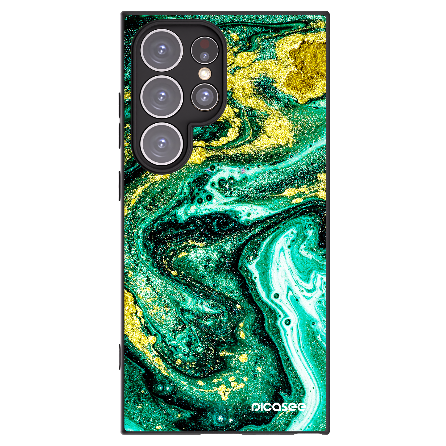 Picasee fekete szilikon tok az alábbi mobiltelefonokra Samsung Galaxy S24 Ultra S928B 5G - Green Gold