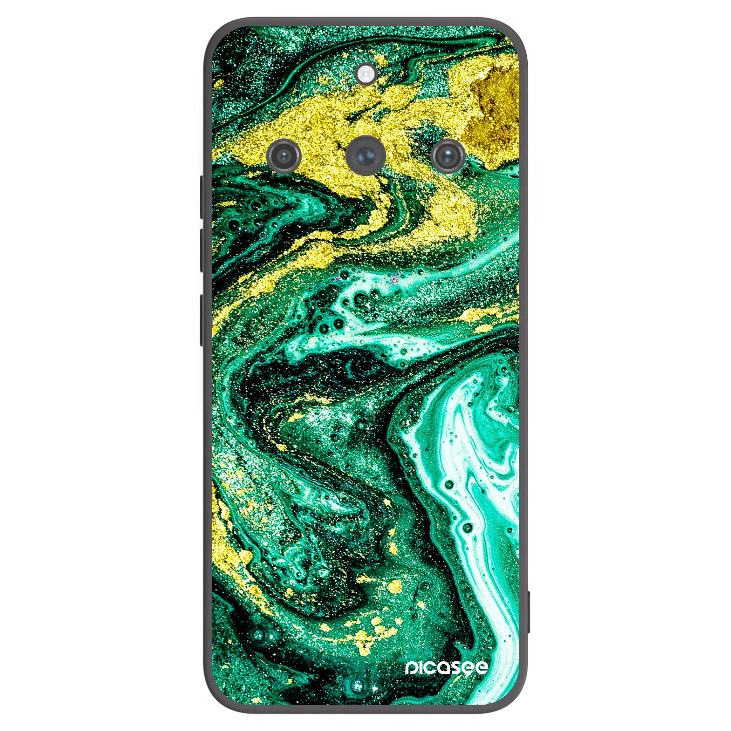 Picasee fekete szilikon tok az alábbi mobiltelefonokra Realme 11 Pro+ - Green Gold