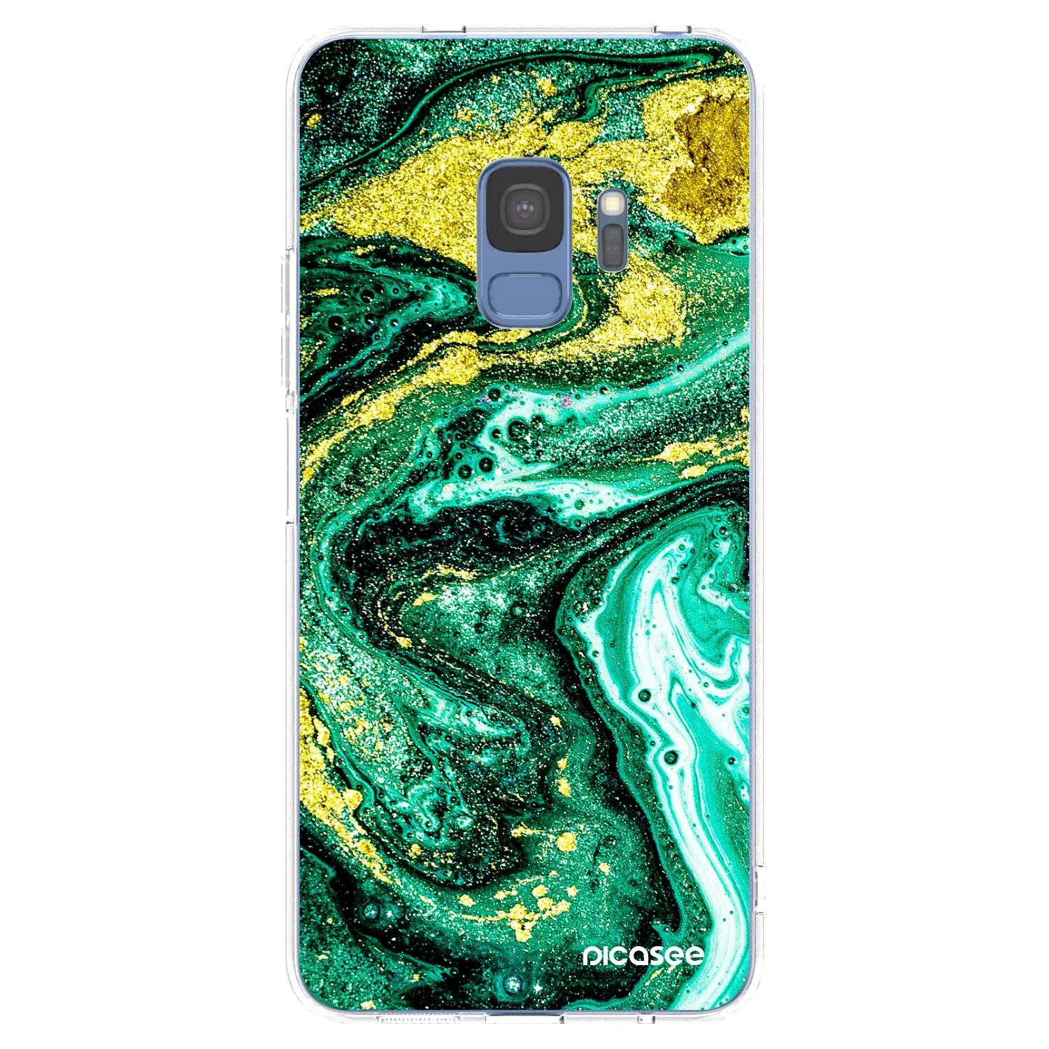 Picasee átlátszó szilikon tok az alábbi mobiltelefonokra Samsung Galaxy S9 G960F - Green Gold