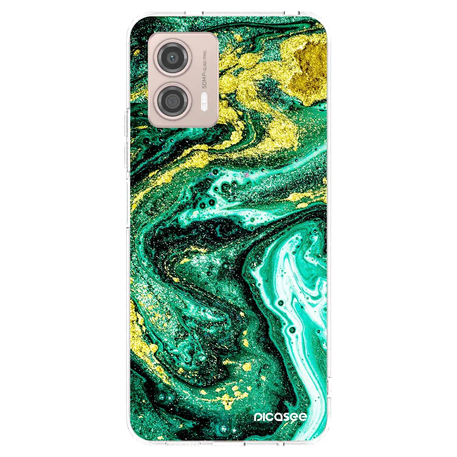 Picasee átlátszó szilikon tok az alábbi mobiltelefonokra Motorola Moto G53 5G - Green Gold
