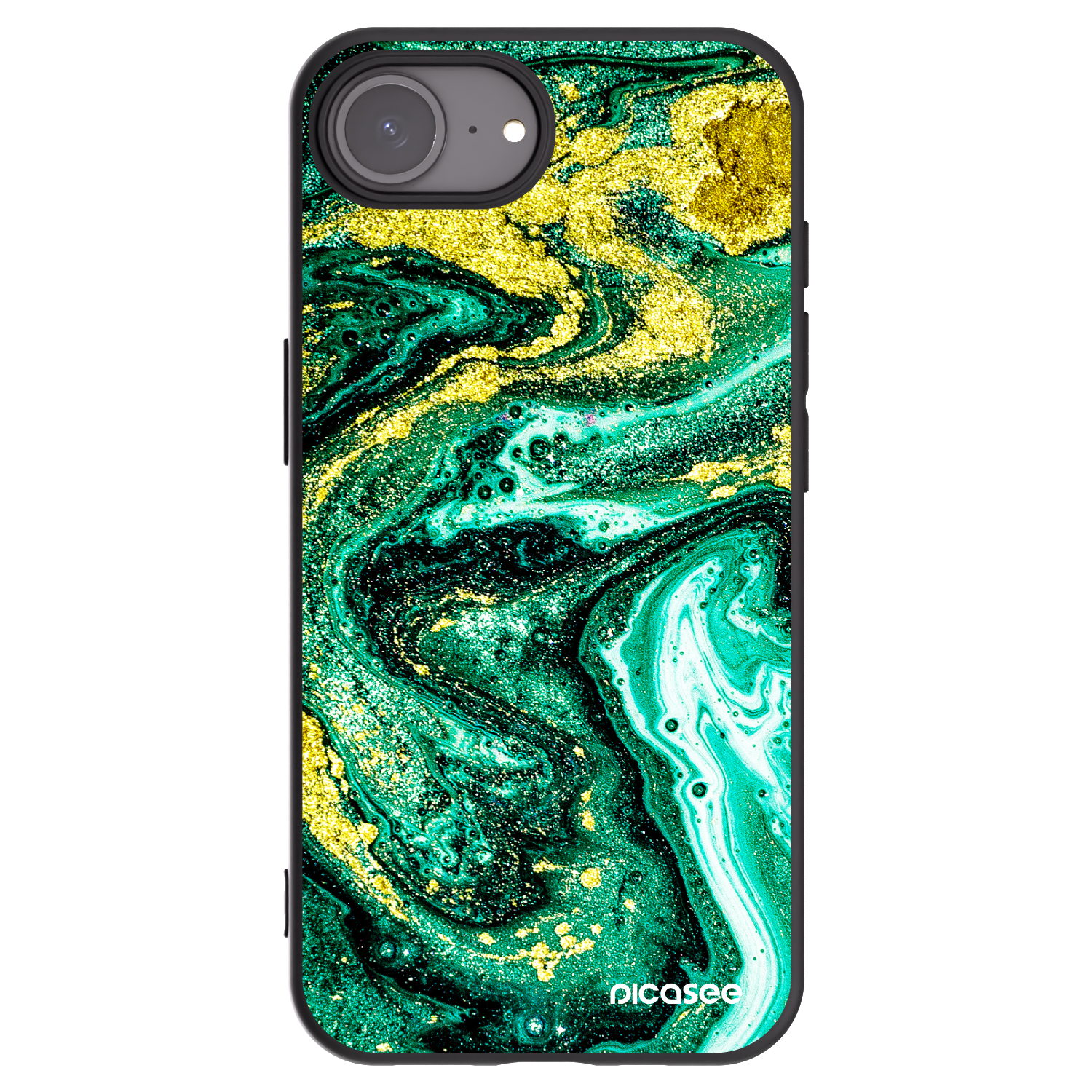 Picasee fekete szilikon tok az alábbi mobiltelefonokra Apple iPhone 16e - Green Gold