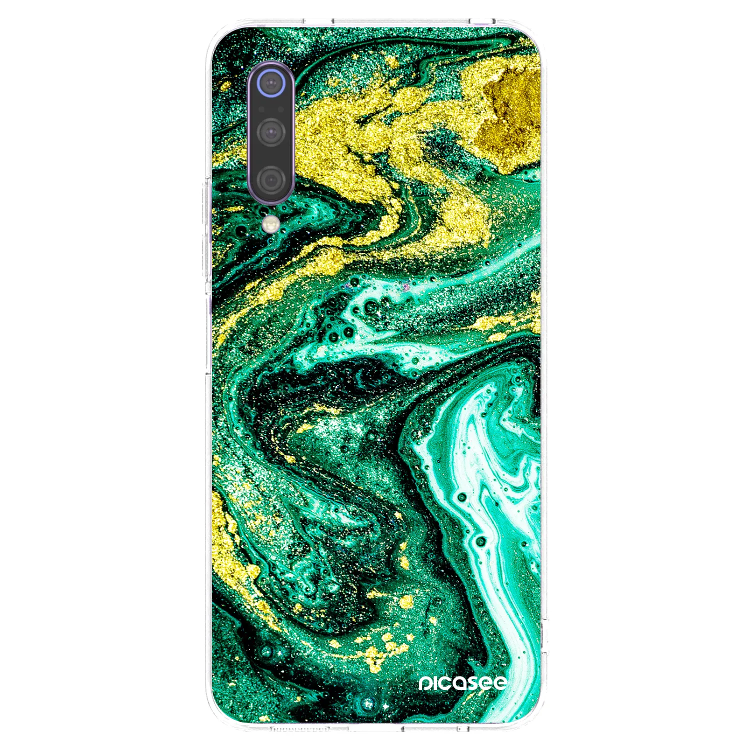 Picasee átlátszó szilikon tok az alábbi mobiltelefonokra Xiaomi Mi 9 - Green Gold