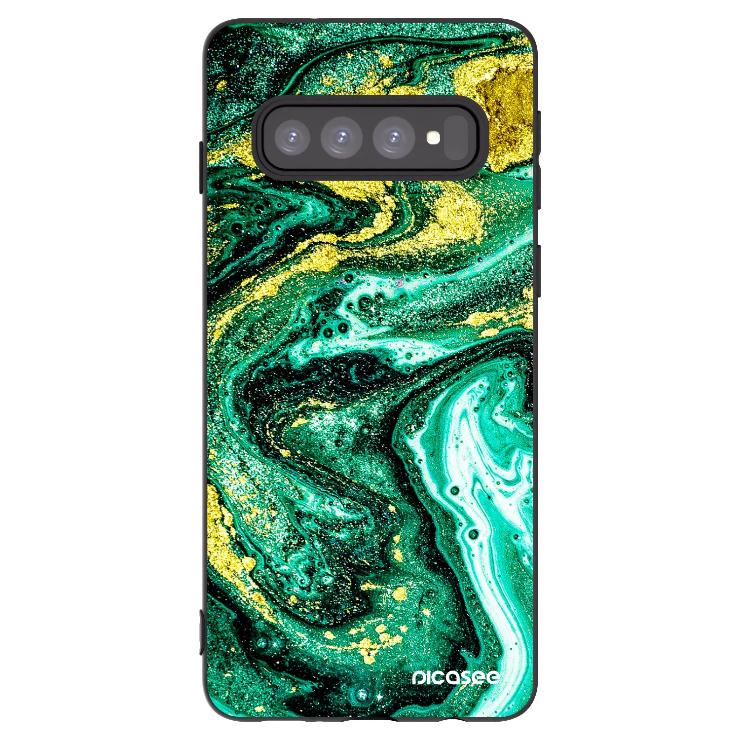 Picasee fekete szilikon tok az alábbi mobiltelefonokra Samsung Galaxy S10 G973 - Green Gold