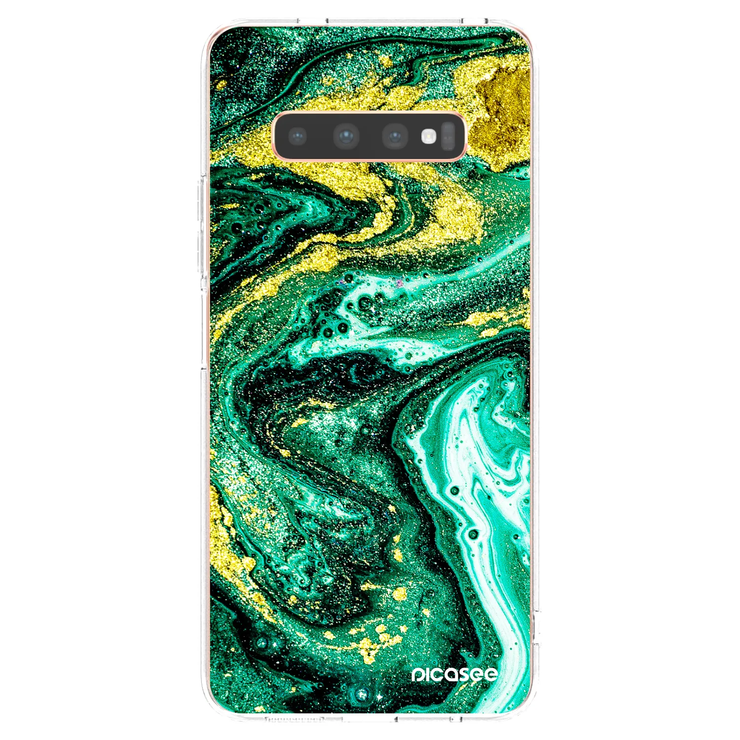 Picasee átlátszó szilikon tok az alábbi mobiltelefonokra Samsung Galaxy S10 Plus G975 - Green Gold