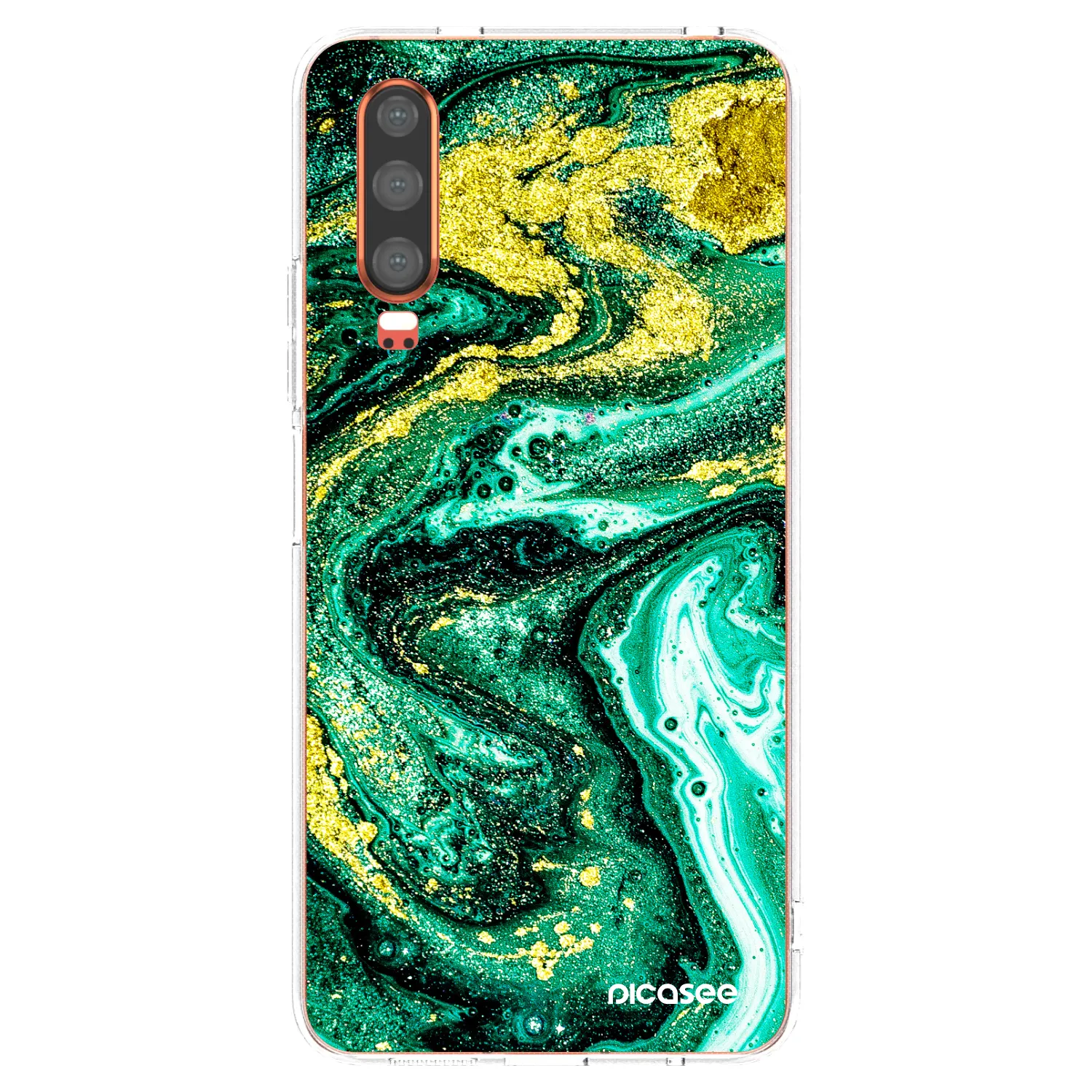 Picasee átlátszó szilikon tok az alábbi mobiltelefonokra Huawei P30 - Green Gold