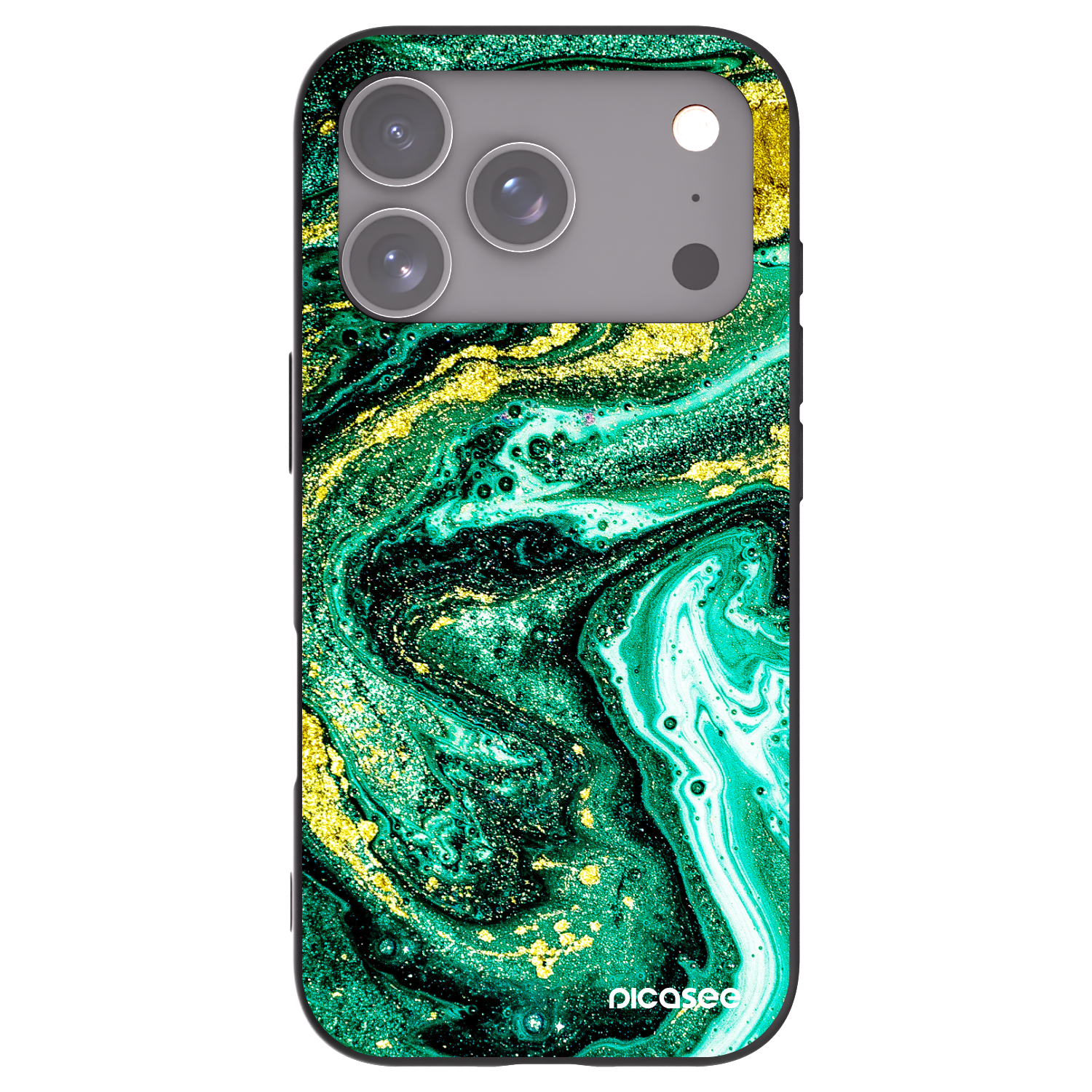 Picasee fekete szilikon tok az alábbi mobiltelefonokra Apple iPhone 17 Pro - Green Gold