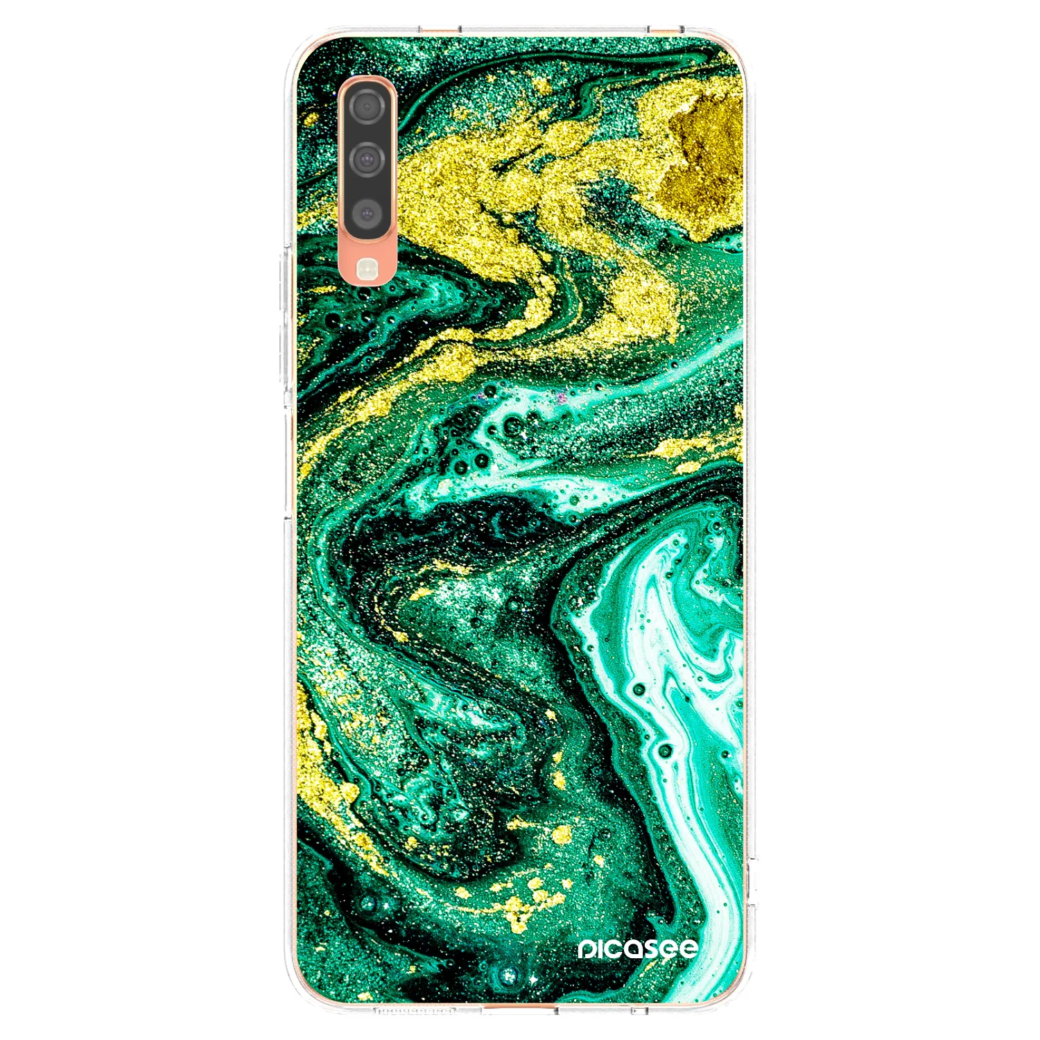 Picasee átlátszó szilikon tok az alábbi mobiltelefonokra Samsung Galaxy A70 A705F - Green Gold