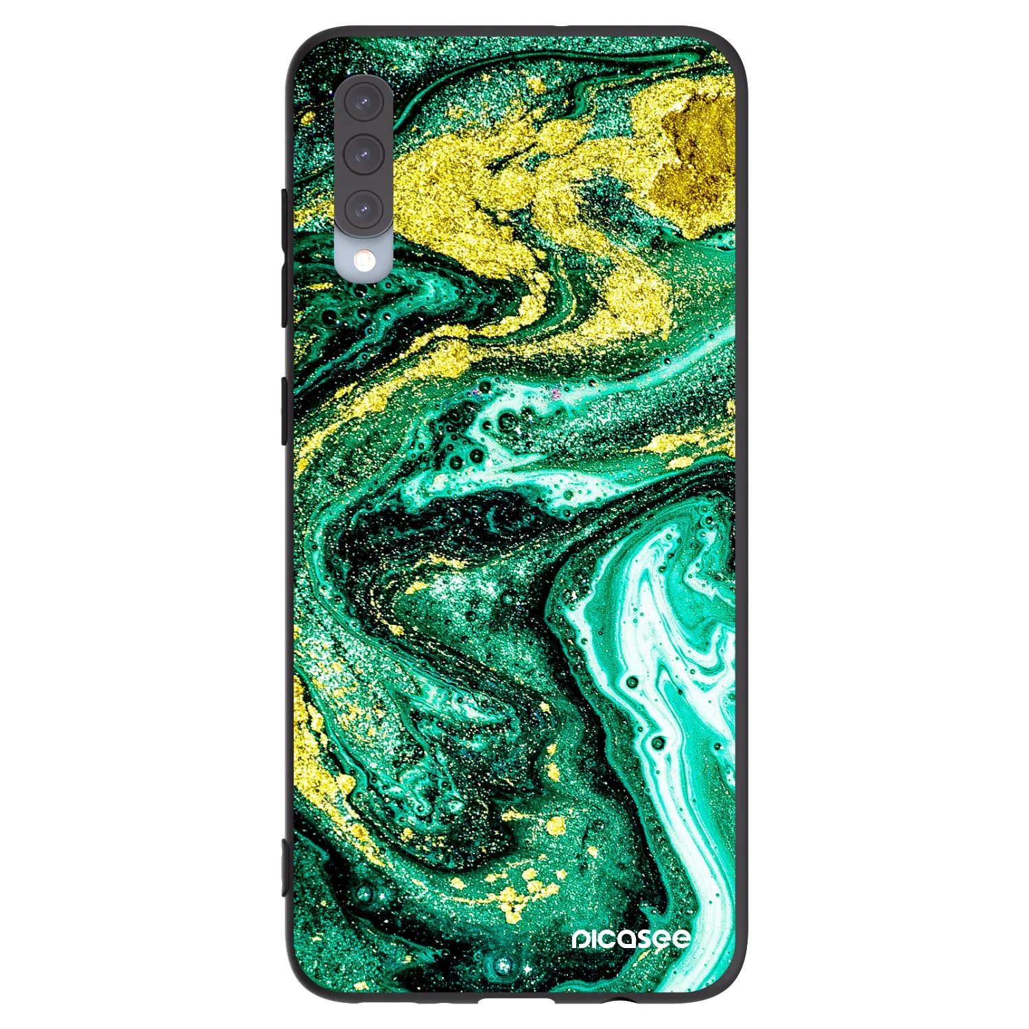 Picasee fekete szilikon tok az alábbi mobiltelefonokra Samsung Galaxy A70 A705F - Green Gold