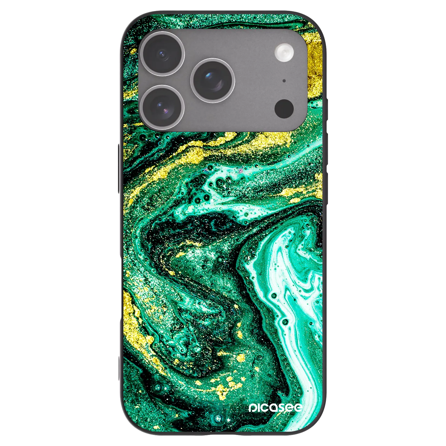 Picasee fekete szilikon tok az alábbi mobiltelefonokra Apple iPhone 18 Pro - Green Gold