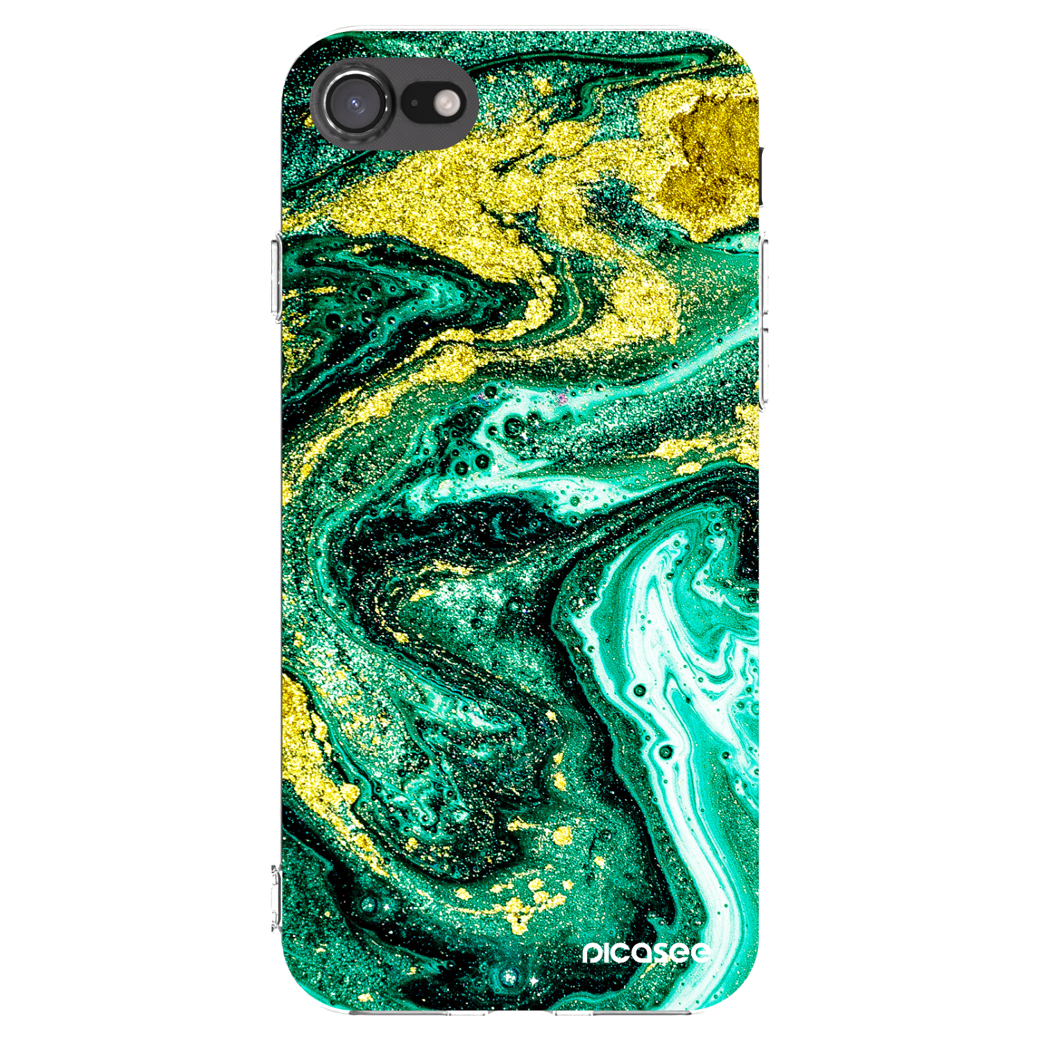 Picasee átlátszó szilikon tok az alábbi mobiltelefonokra Apple iPhone 8 - Green Gold