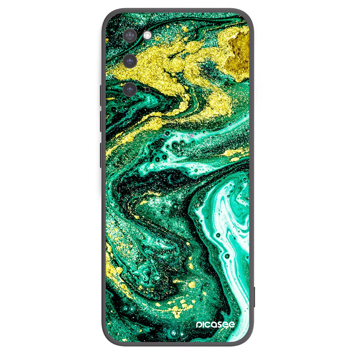 Picasee fekete szilikon tok az alábbi mobiltelefonokra Samsung Galaxy S20 G980F - Green Gold
