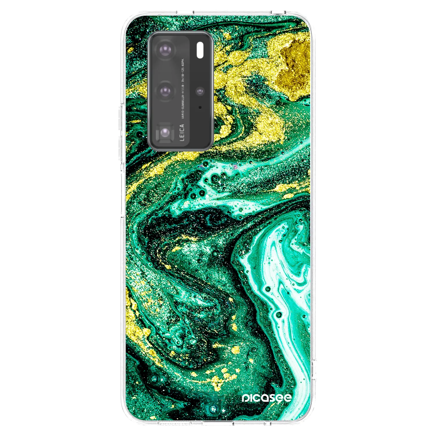 Picasee átlátszó szilikon tok az alábbi mobiltelefonokra Huawei P40 Pro - Green Gold