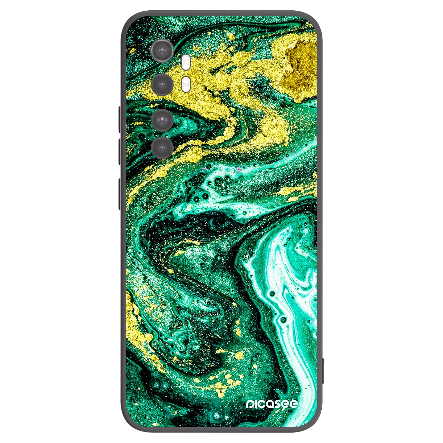 Picasee fekete szilikon tok az alábbi mobiltelefonokra Xiaomi Mi Note 10 Lite - Green Gold