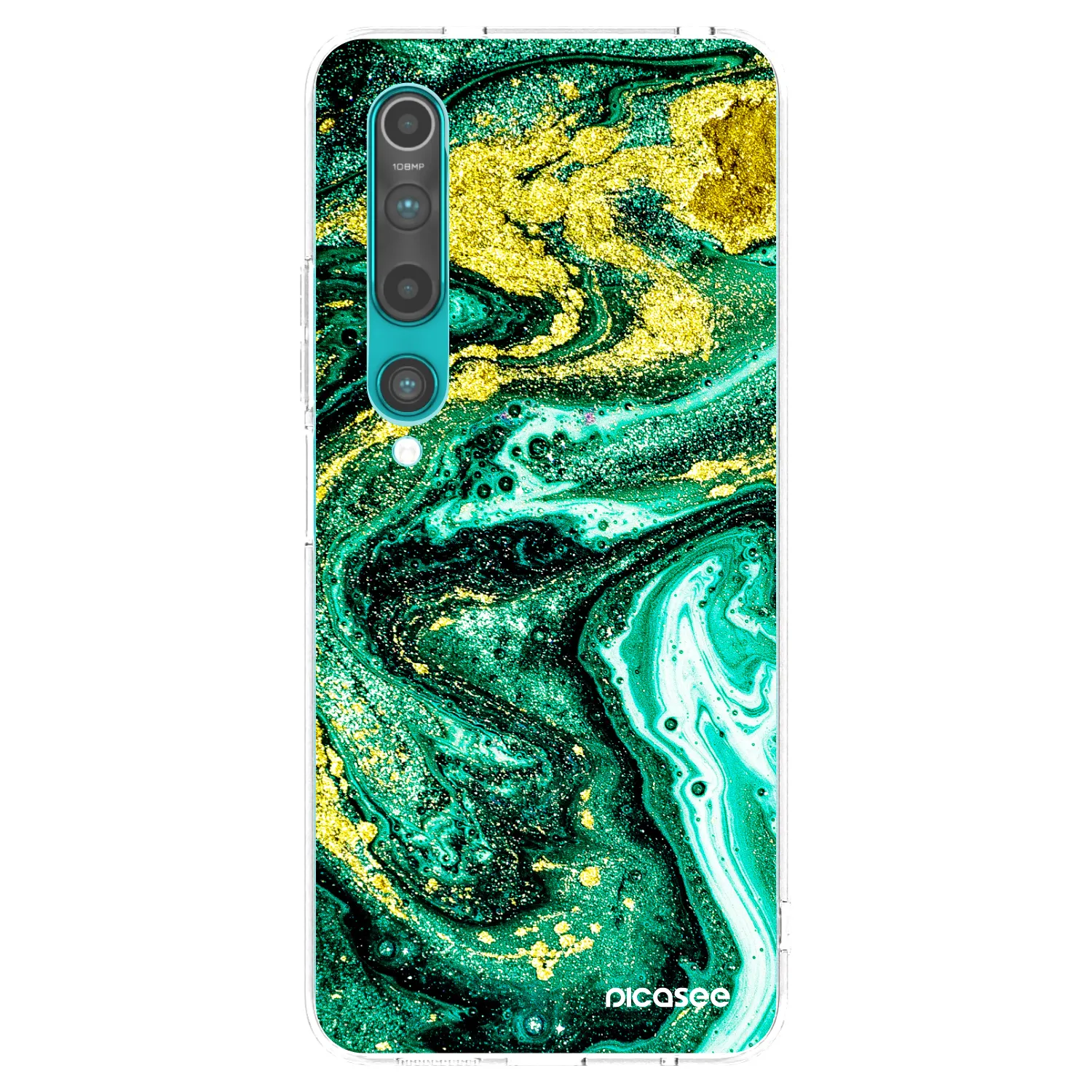 Picasee átlátszó szilikon tok az alábbi mobiltelefonokra Xiaomi Mi 10 - Green Gold