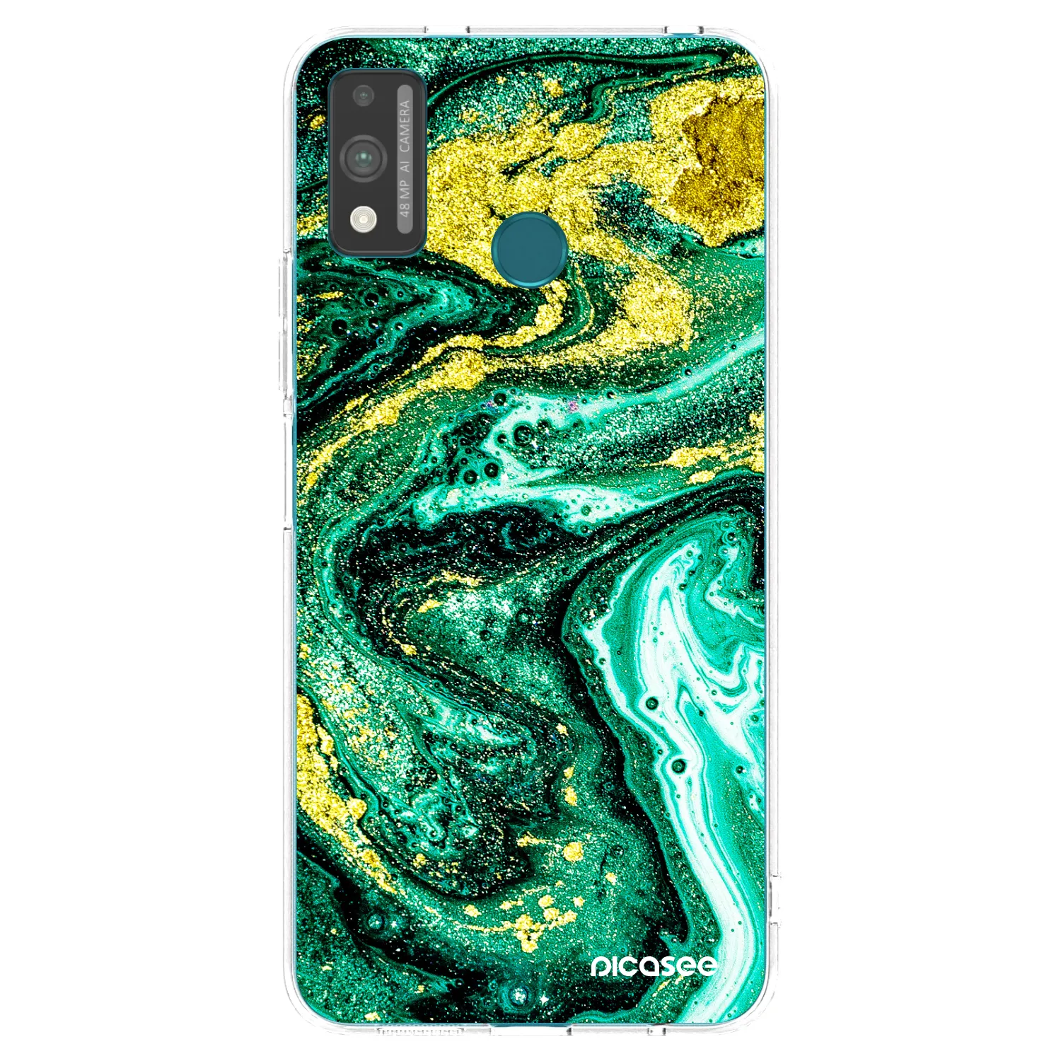 Picasee átlátszó szilikon tok az alábbi mobiltelefonokra Honor 9X Lite - Green Gold