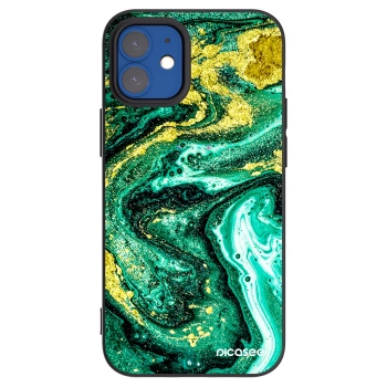 Picasee fekete szilikon tok az alábbi mobiltelefonokra Apple iPhone 12 mini - Green Gold