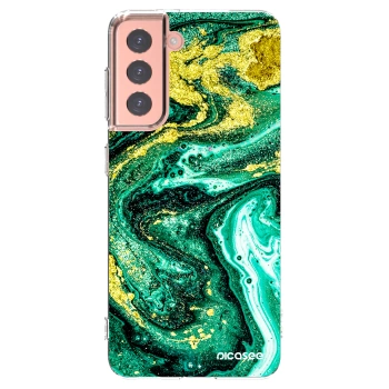 Picasee átlátszó szilikon tok az alábbi mobiltelefonokra Samsung Galaxy S21 5G G991B - Green Gold