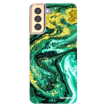 Picasee átlátszó szilikon tok az alábbi mobiltelefonokra Samsung Galaxy S21+ 5G G996F - Green Gold