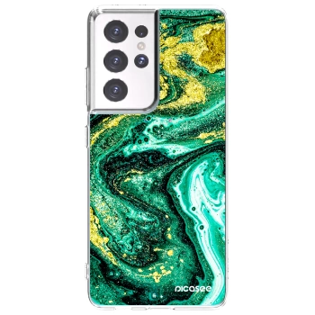 Picasee átlátszó szilikon tok az alábbi mobiltelefonokra Samsung Galaxy S21 Ultra 5G G998B - Green Gold