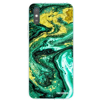 Picasee átlátszó szilikon tok az alábbi mobiltelefonokra Xiaomi Redmi 9AT - Green Gold