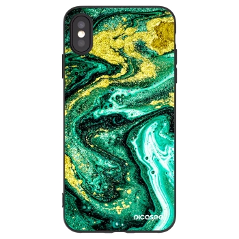 Picasee fekete szilikon tok az alábbi mobiltelefonokra Apple iPhone XS Max - Green Gold