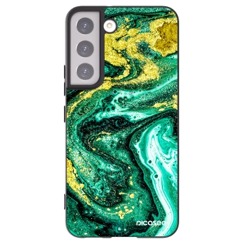 Picasee fekete szilikon tok az alábbi mobiltelefonokra Samsung Galaxy S22 5G - Green Gold
