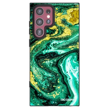 Picasee fekete szilikon tok az alábbi mobiltelefonokra Samsung Galaxy S22 Ultra 5G - Green Gold