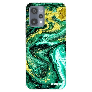 Picasee átlátszó szilikon tok az alábbi mobiltelefonokra Realme 9 Pro 5G - Green Gold