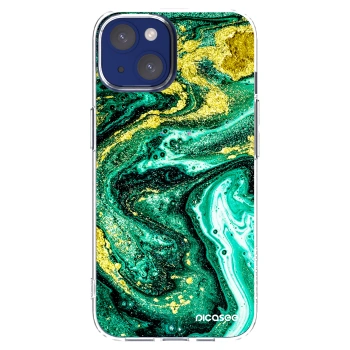 Picasee átlátszó szilikon tok az alábbi mobiltelefonokra Apple iPhone 14 - Green Gold