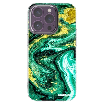 Picasee átlátszó szilikon tok az alábbi mobiltelefonokra Apple iPhone 14 Pro - Green Gold
