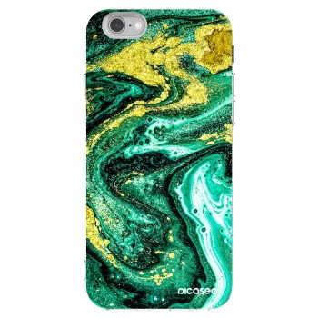 Picasee átlátszó szilikon tok az alábbi mobiltelefonokra Apple iPhone 6/6S - Green Gold
