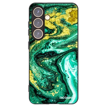 Picasee fekete szilikon tok az alábbi mobiltelefonokra Samsung Galaxy S24 S921B 5G - Green Gold