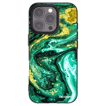 Picasee fekete szilikon tok az alábbi mobiltelefonokra Apple iPhone 16 Pro - Green Gold