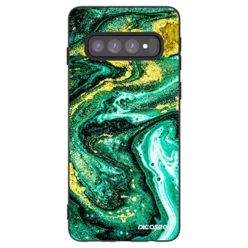 Picasee fekete szilikon tok az alábbi mobiltelefonokra Samsung Galaxy S10 G973 - Green Gold