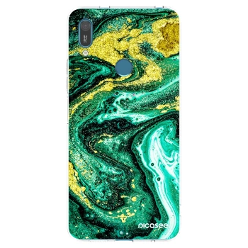 Picasee átlátszó szilikon tok az alábbi mobiltelefonokra Huawei Y7 2019 - Green Gold
