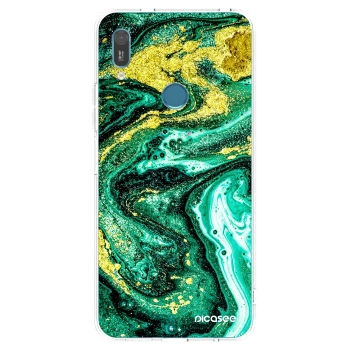 Picasee átlátszó szilikon tok az alábbi mobiltelefonokra Huawei Y6 2019 - Green Gold