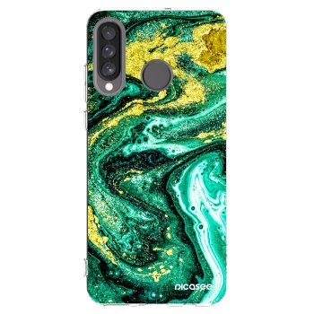 Picasee átlátszó szilikon tok az alábbi mobiltelefonokra Huawei P30 Lite - Green Gold