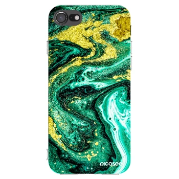 Picasee átlátszó szilikon tok az alábbi mobiltelefonokra Apple iPhone SE 2020 - Green Gold